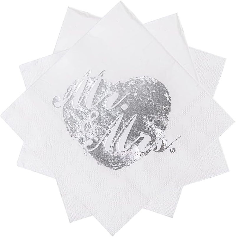 LiveBe 100 Pack of Paper Cocktail Napkins with Gold design，Formal Dinner, Anniversary, Wedding Napkins for Tables, Guestrooms, Restrooms(5 x 5 in，3-ply) (Silver) - Image 2